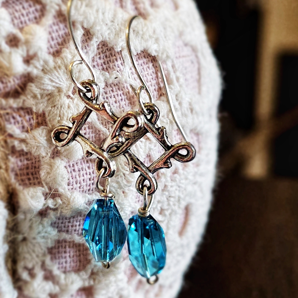 Elegant Silver and Blue Dangle Earrings
